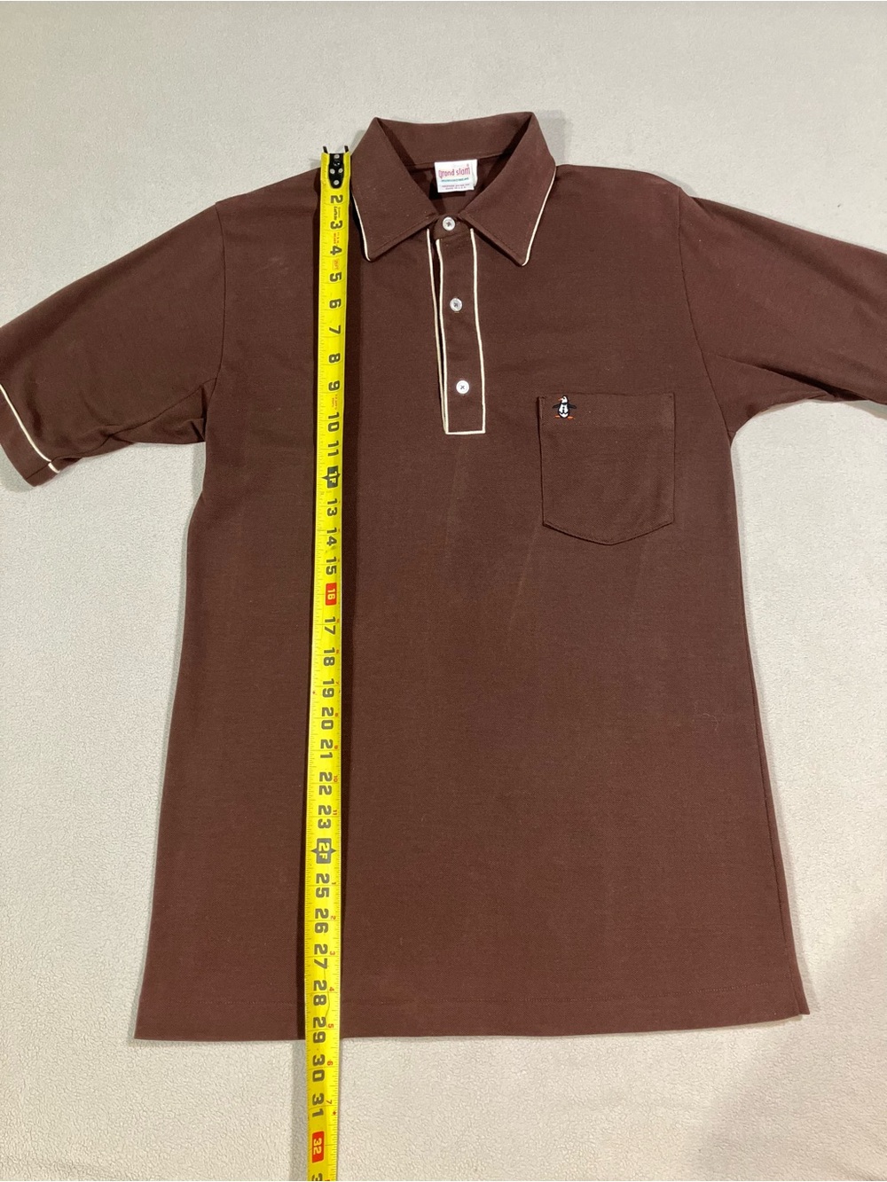 True Vintage 70s Munsingwear Grand Slam Brown Polo Shirt Penguin Logo